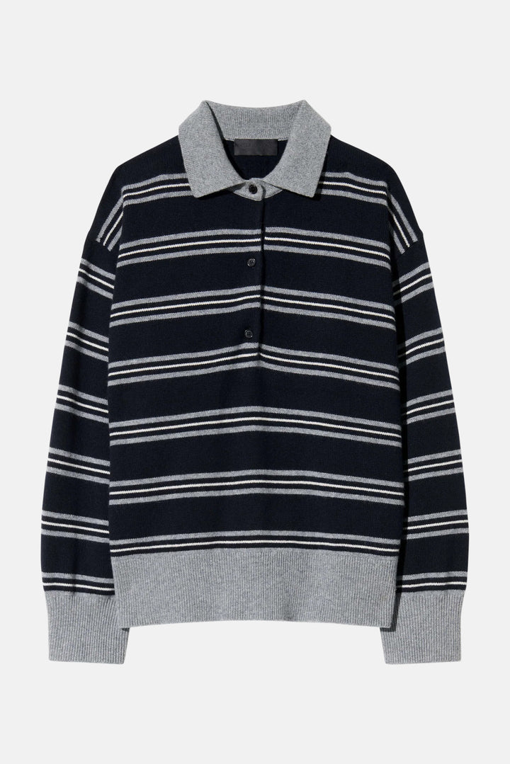 Galvez Stripe Polo Dark Navy/Grey Stripe