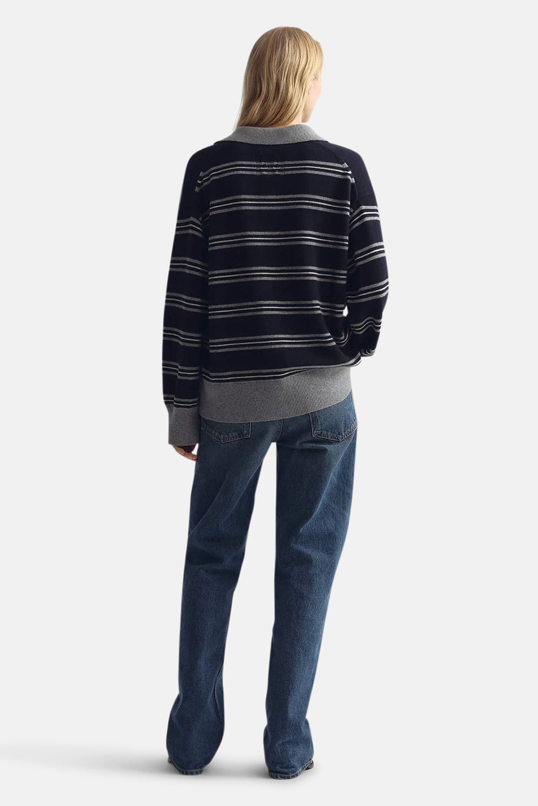 Galvez Stripe Polo Dark Navy/Grey Stripe