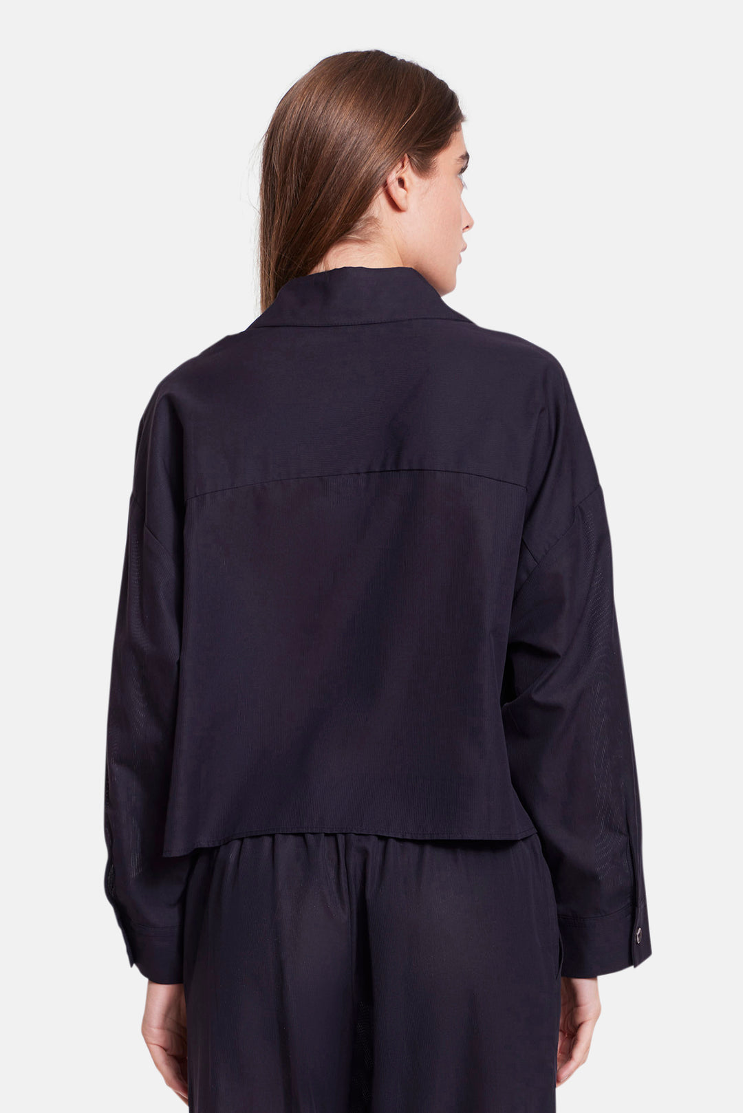 Gansett Poplin Crop Shirt Black Sheer