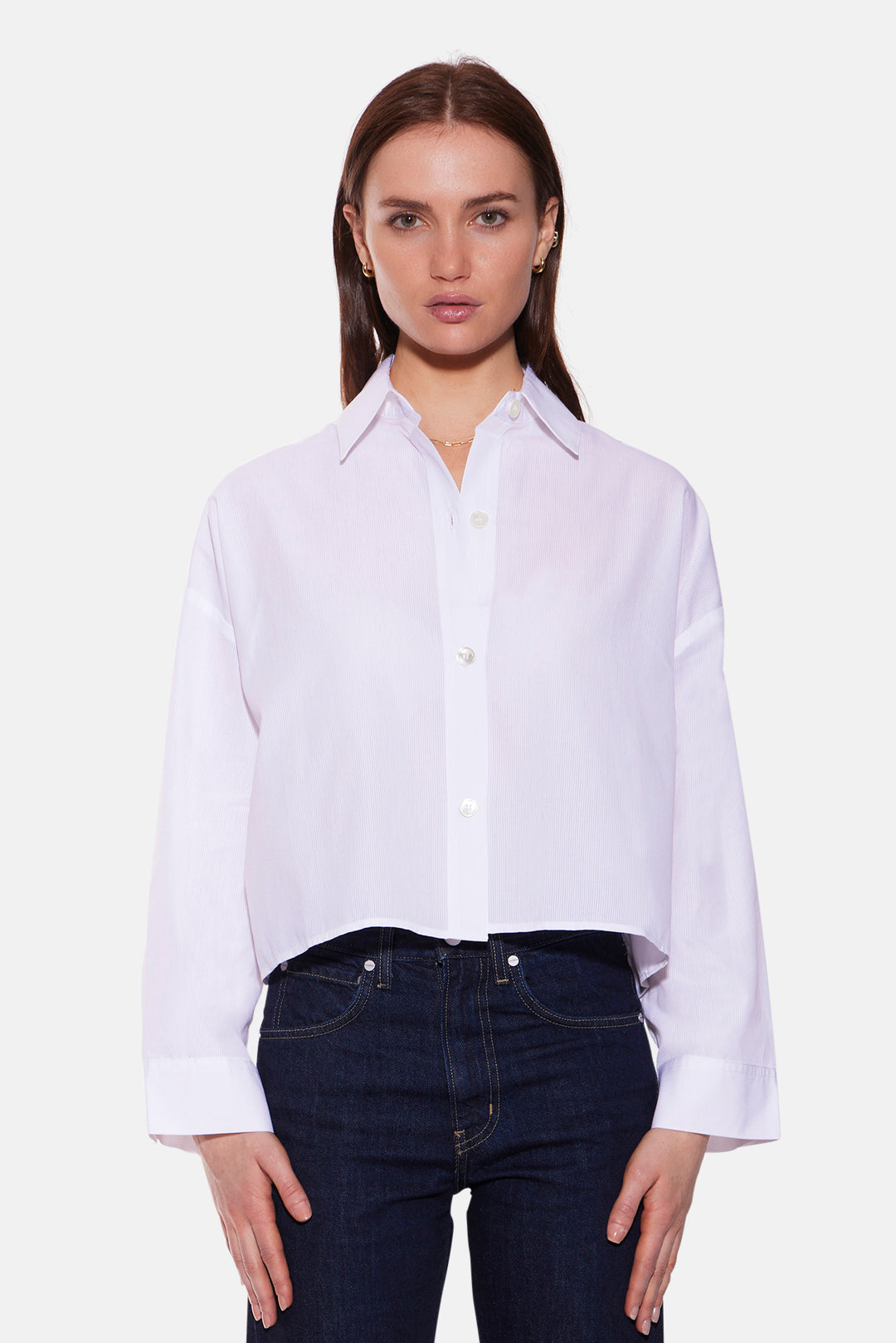 Gansett Poplin Crop Shirt White Sheer