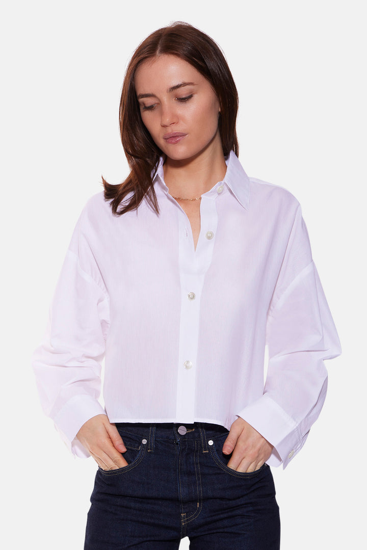 Gansett Poplin Crop Shirt White Sheer