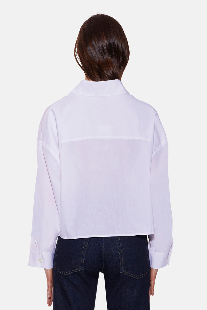 Gansett Poplin Crop Shirt White Sheer