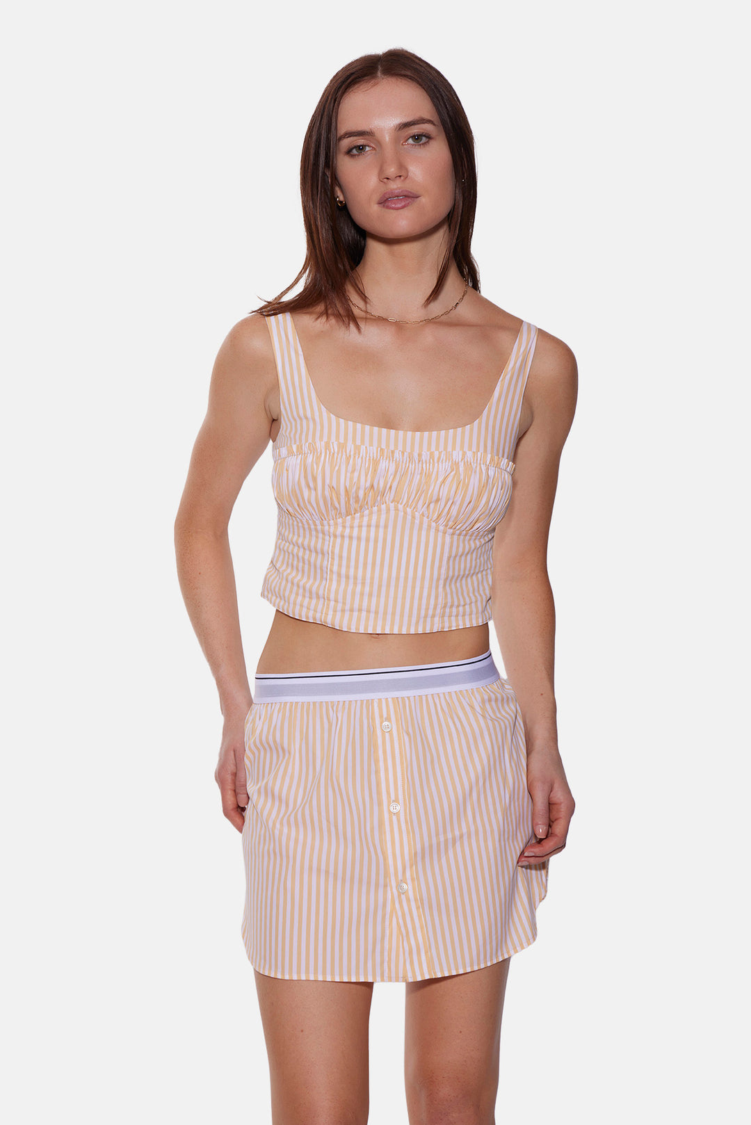 Gemma Poplin Mini Skirt Yellow/White Stripe