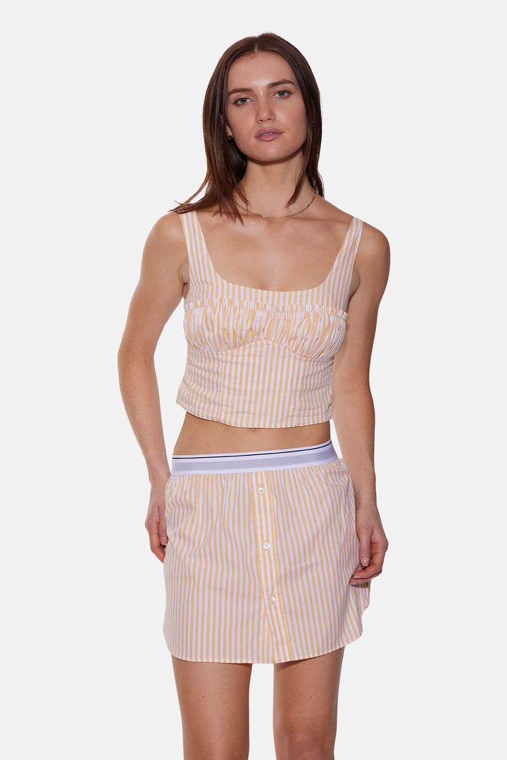 Gemma Poplin Mini Skirt Yellow/White Stripe