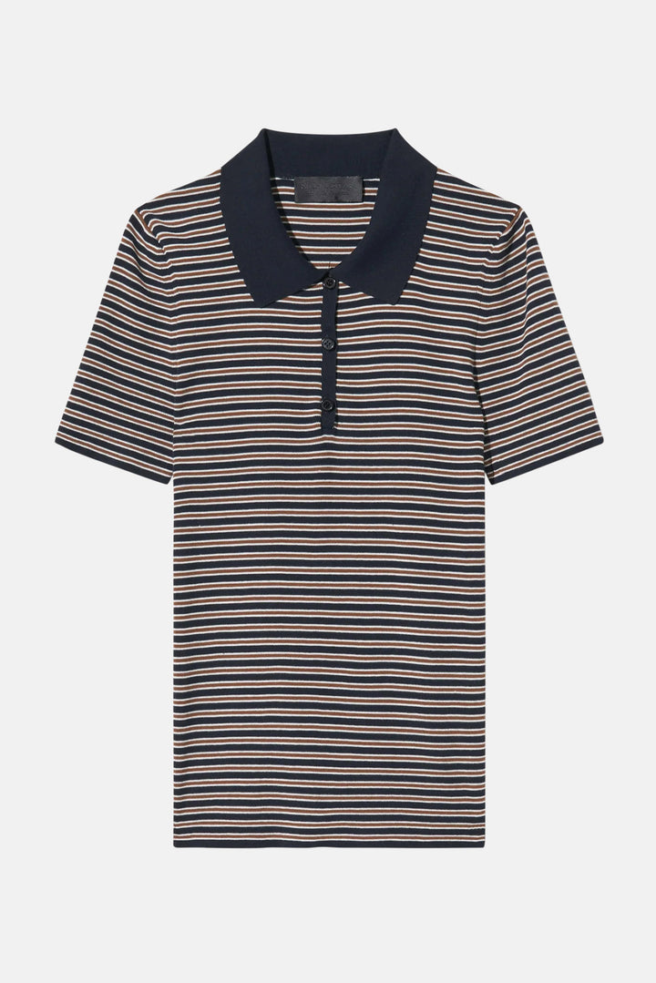 Gemmatta Stripe Polo Dark Navy/Brown Stripe