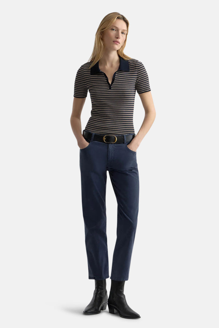Gemmatta Stripe Polo Dark Navy/Brown Stripe
