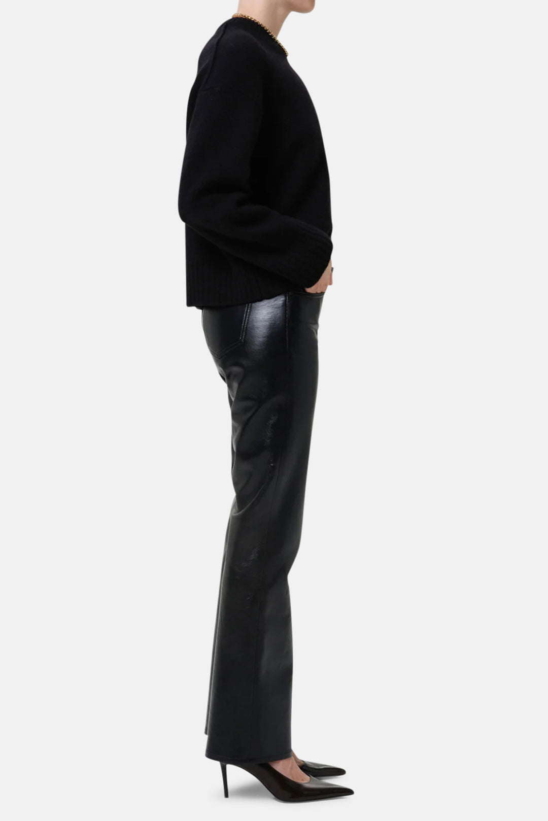 Genova Low Rise Recycled Leather Boot in Black