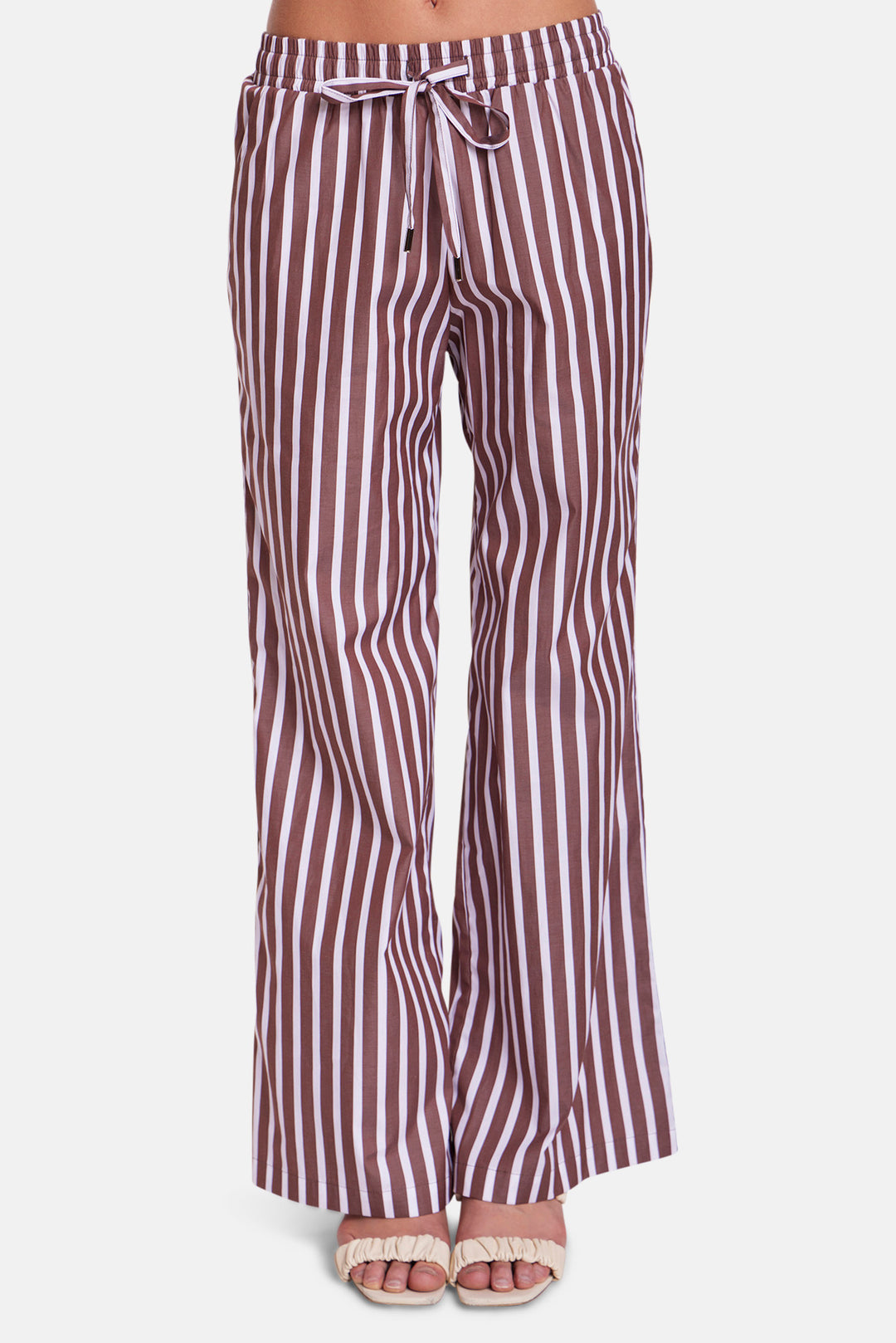 Georgica Beach Poplin Pant Brown/White Stripe