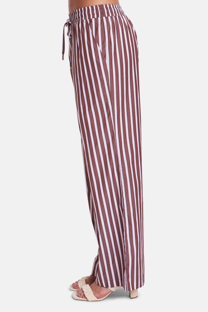 Georgica Beach Poplin Pant Brown/White Stripe