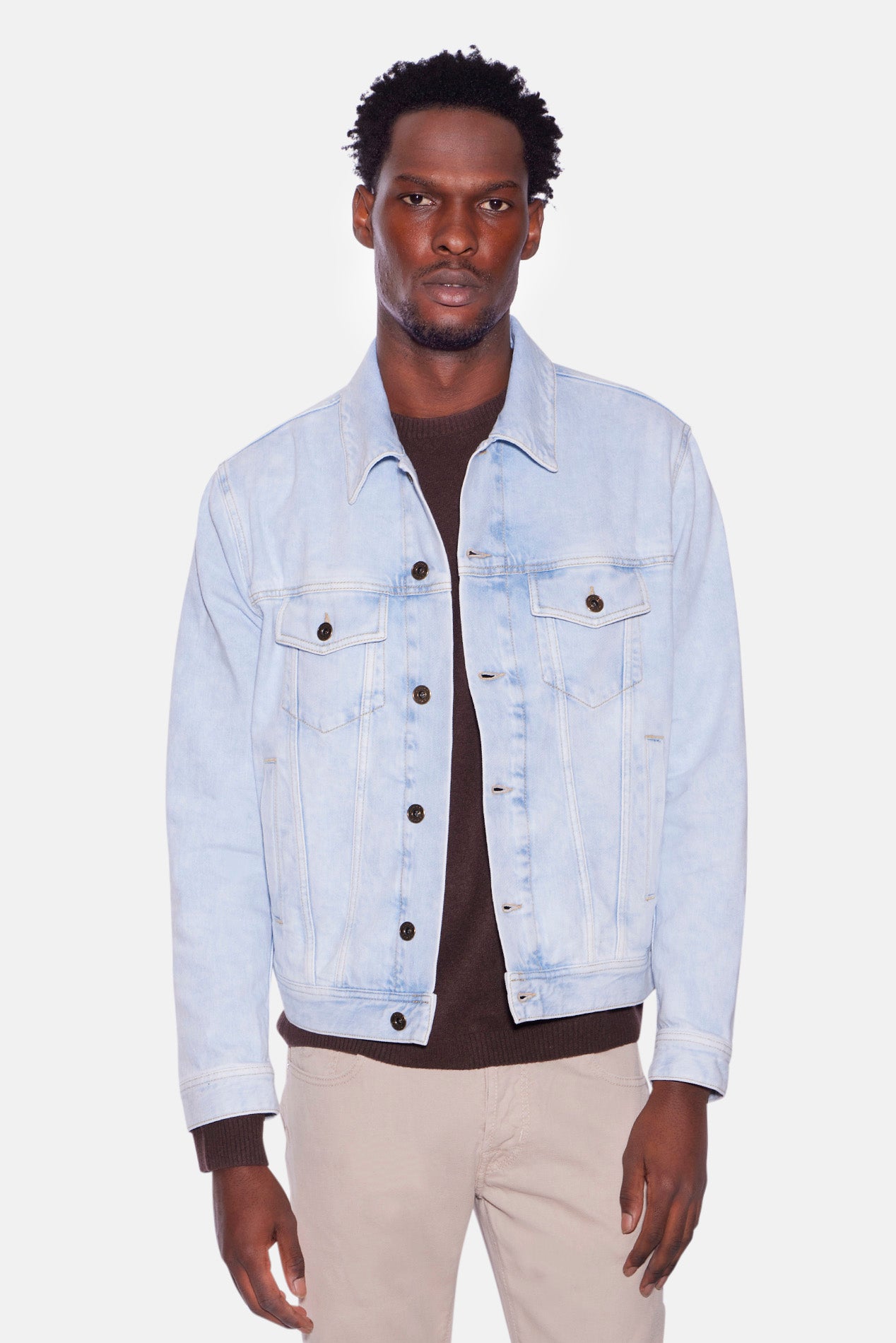 Jacob Cohen Giubbino 11oz Trucker Jacket Bleached Light Blue