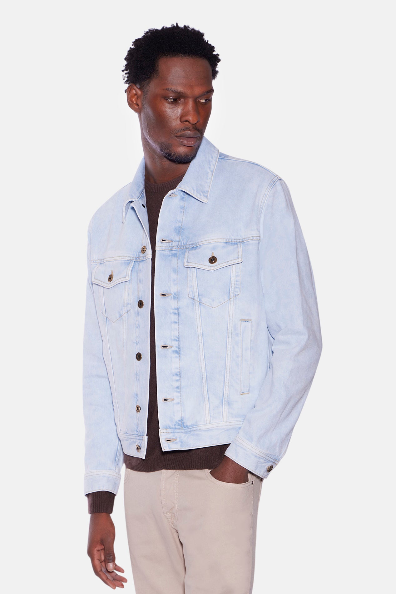 Jacob Cohen Giubbino 11oz Trucker Jacket Bleached Light Blue