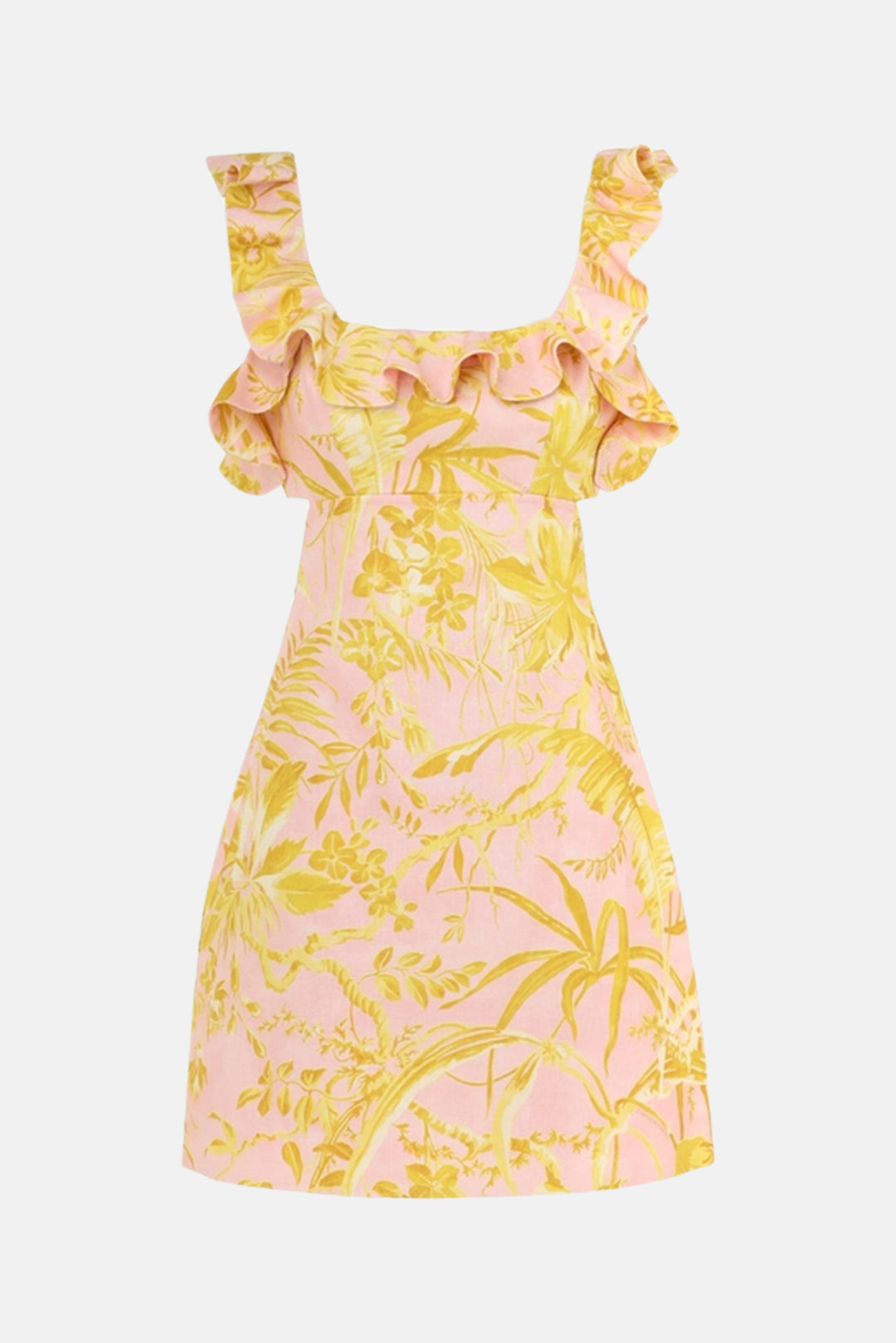 Zimmerman Golden Ruffle Mini Dress Pink/Gold Floral blueandcream Zimmerman Golden Ruffle Mini Dress Pink/Gold Floral blueandcream