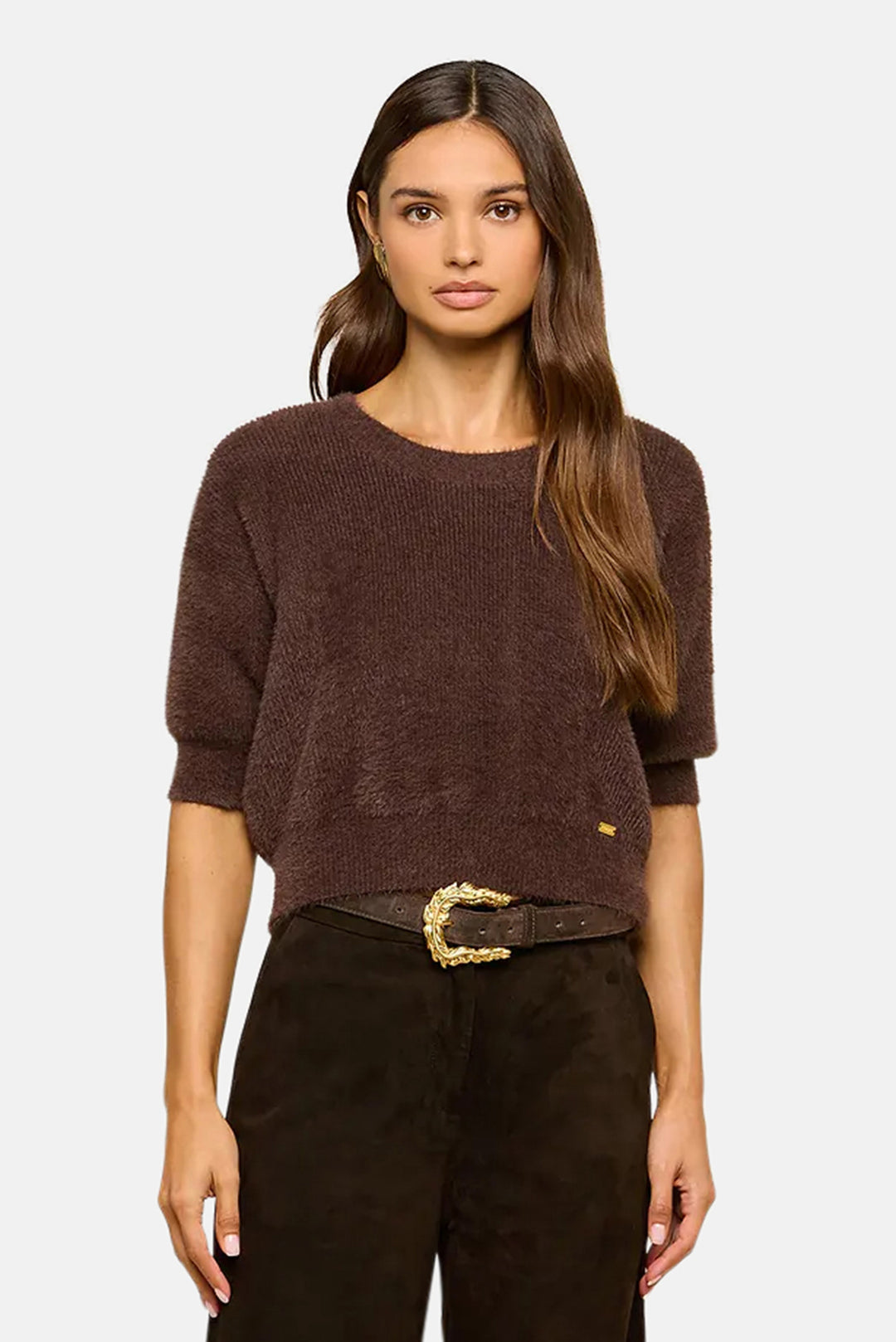 Guinevere Cropped Pullover Dark Java