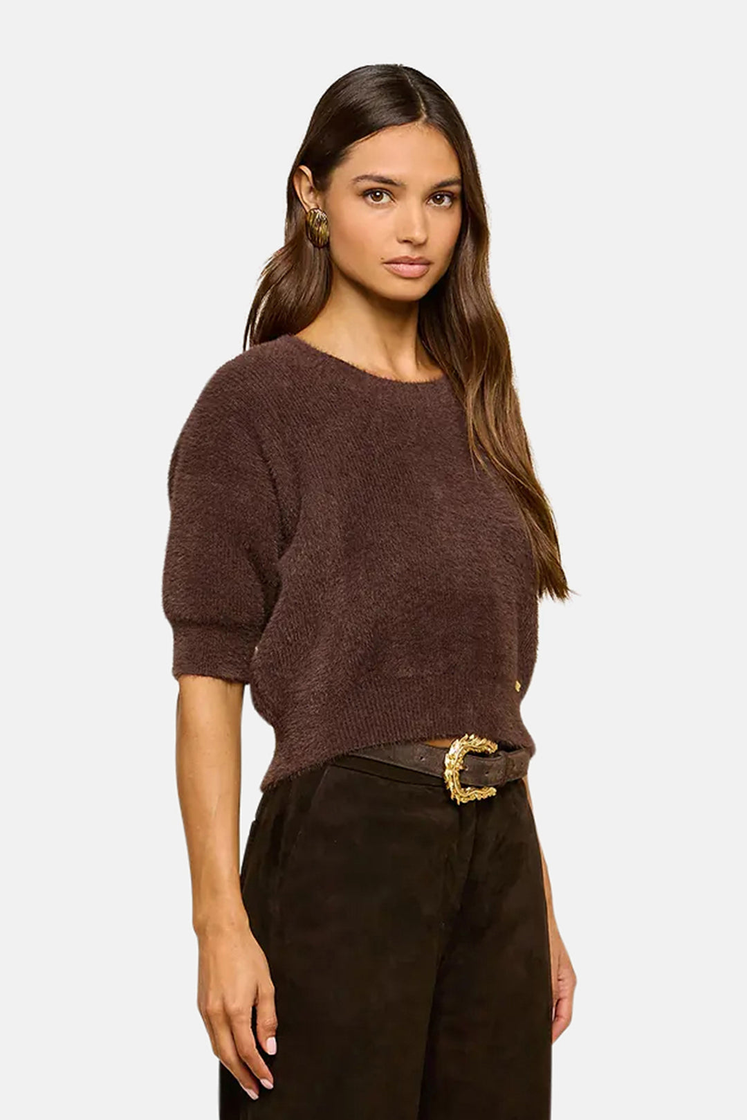 Guinevere Cropped Pullover Dark Java