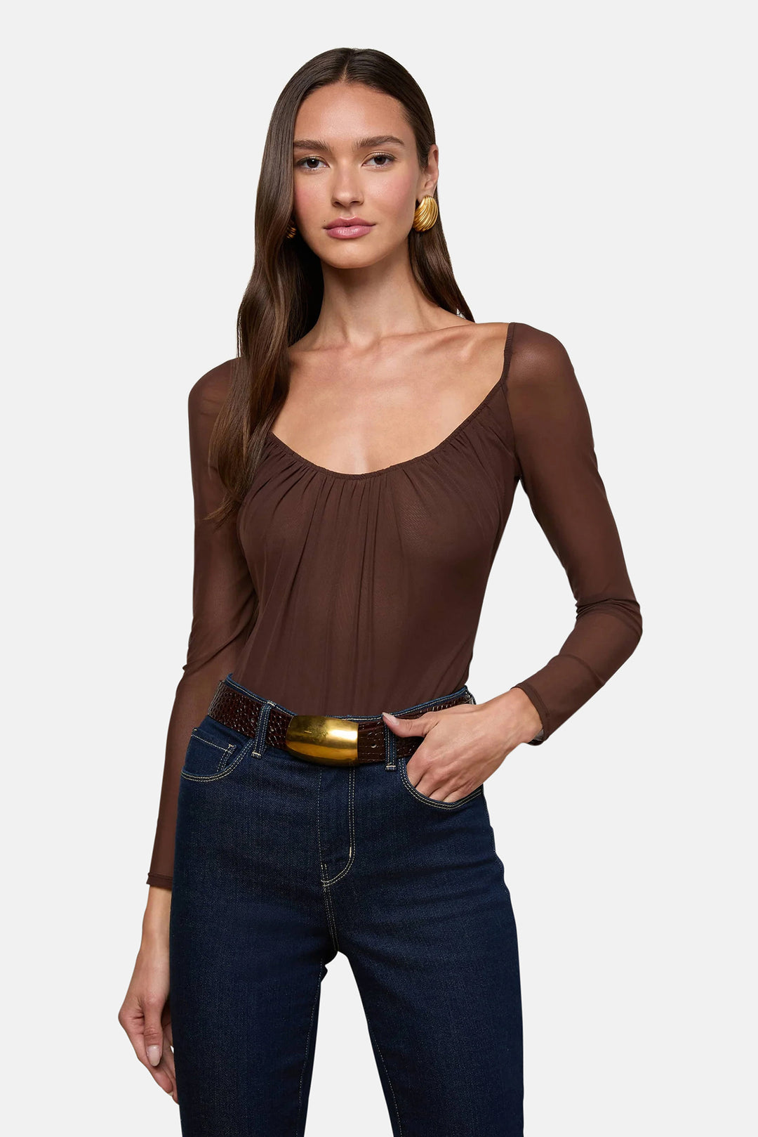 Gwendolyn Mesh Bodysuit Chocolate