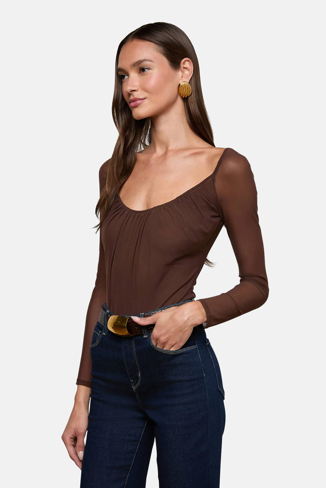 Gwendolyn Mesh Bodysuit Chocolate