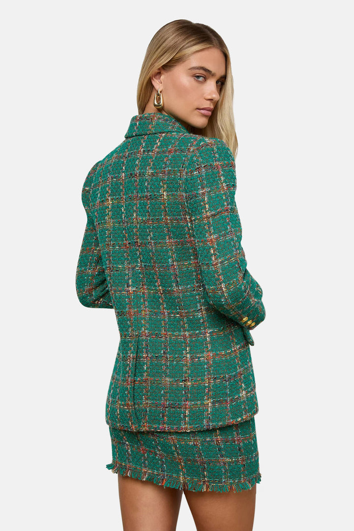 Gweny Relaxed Blazer Green Windowpane Tweed