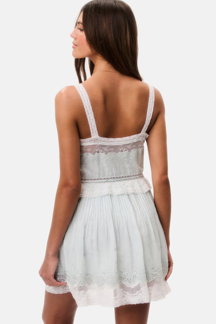 Hadlee Cotton Lace-Trimmed Mini Dress Eau De Nil