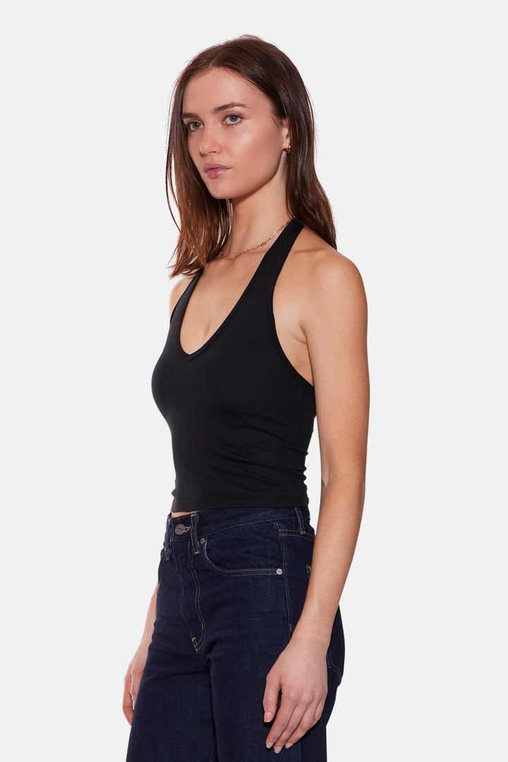 Halle Lux Halter Top Black
