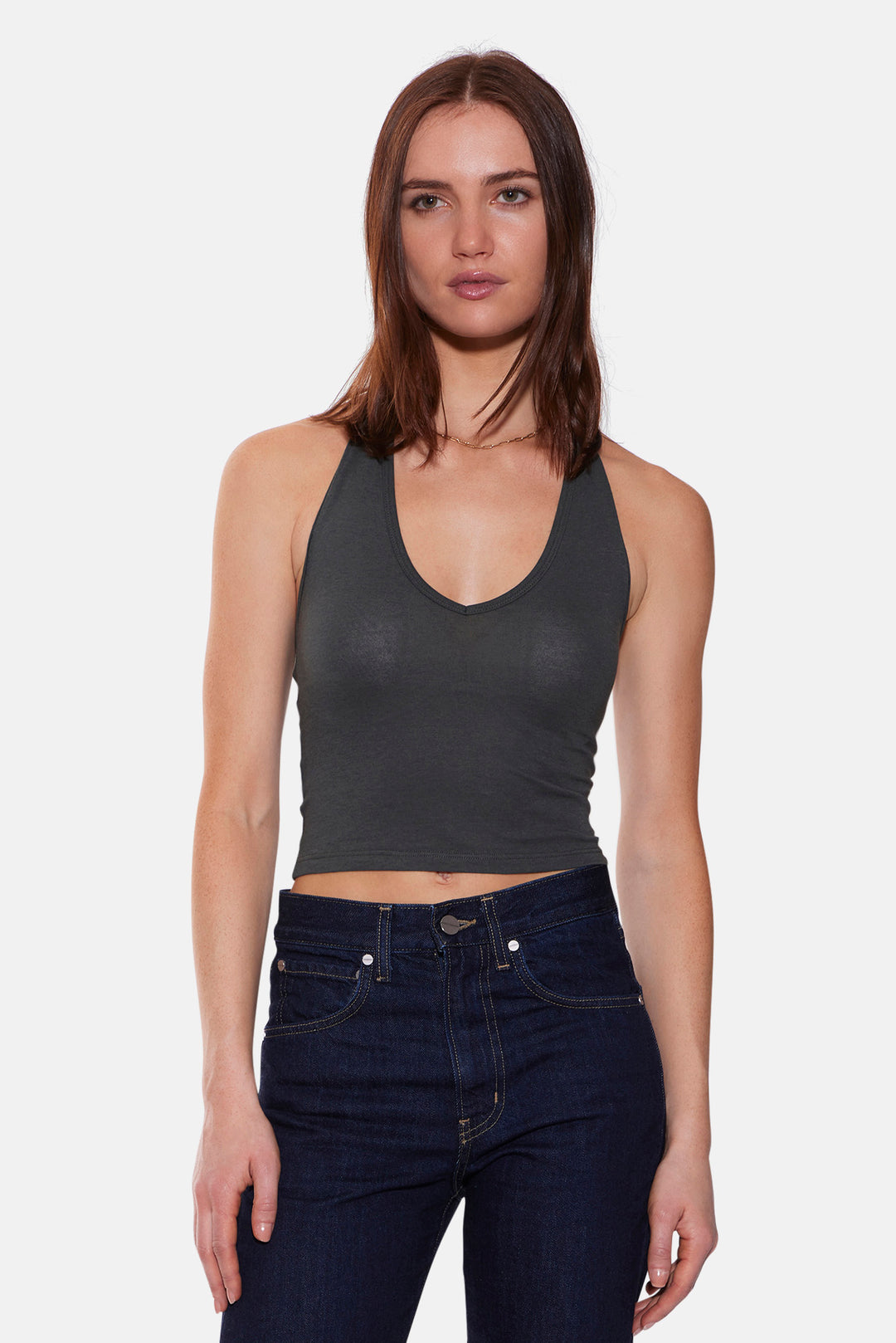 Halle Lux Halter Top Dark Green