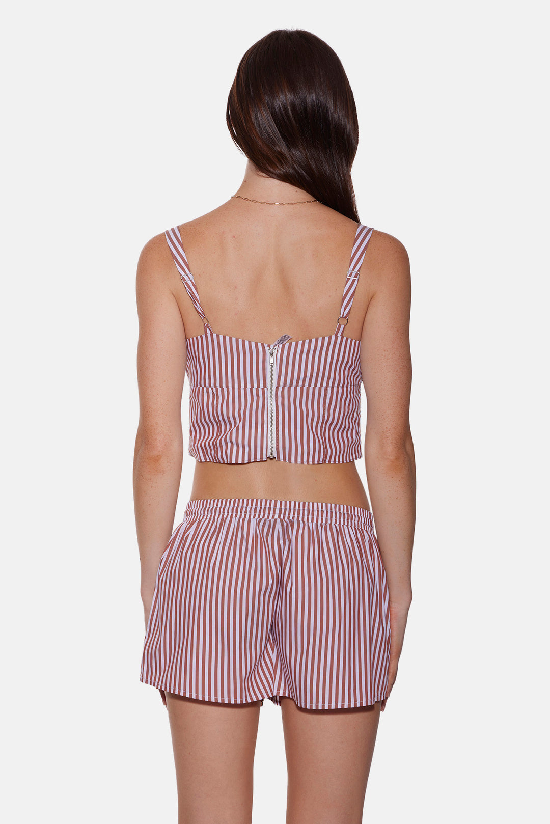 Halsey Poplin Shorts Brown/White Stripe