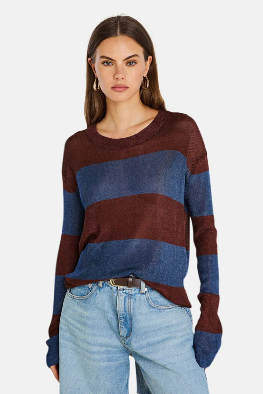 Hana Metallic Knit Top Rust / Navy