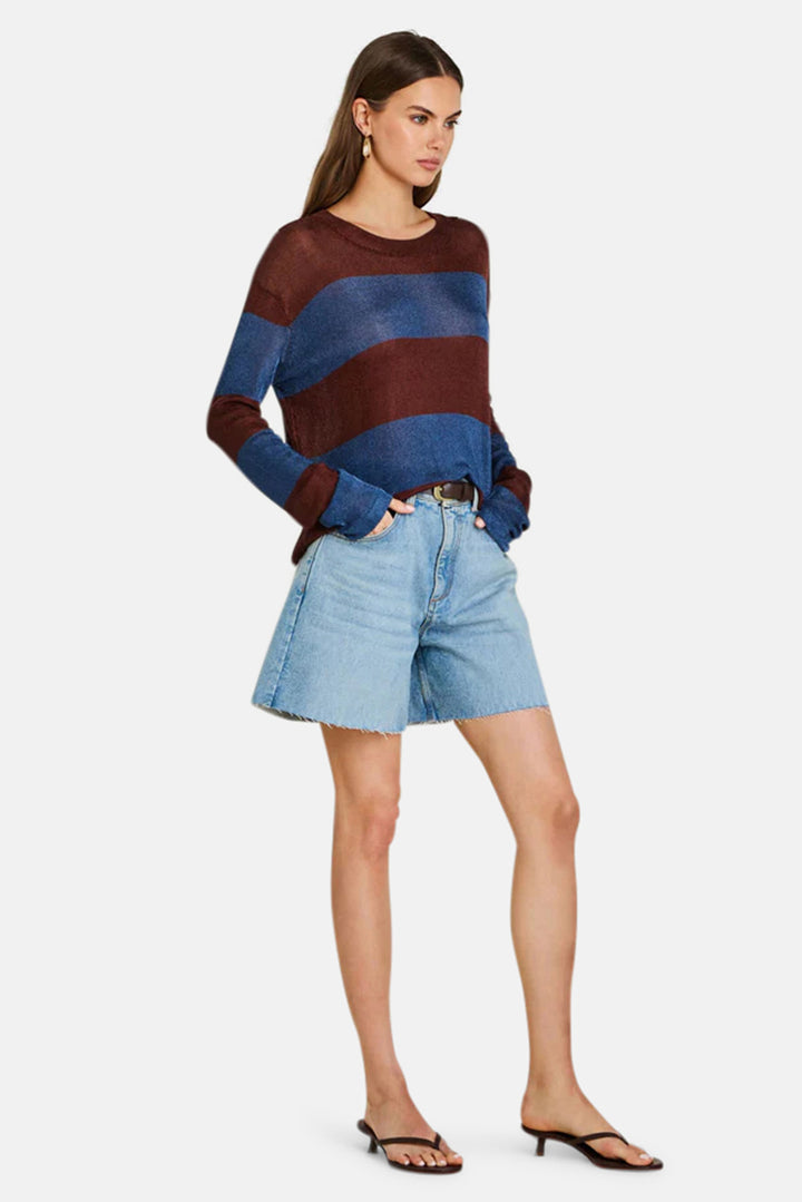 Hana Metallic Knit Top Rust / Navy