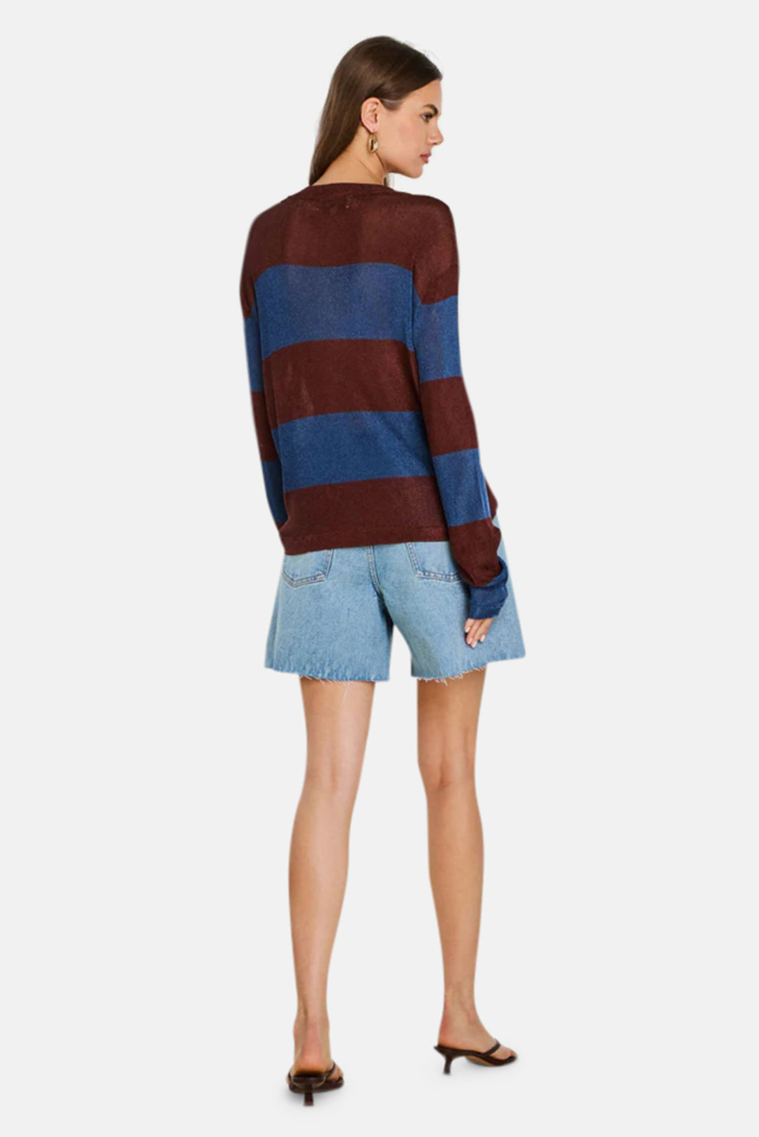 Hana Metallic Knit Top Rust / Navy