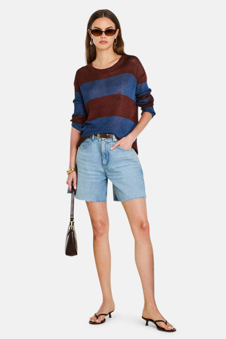 Hana Metallic Knit Top Rust / Navy