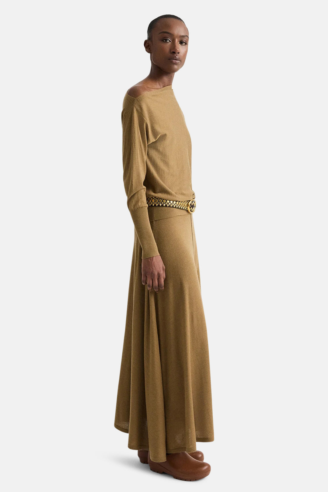 Handkerchief Hem Skirt w/ Wide Waistband in Ermine