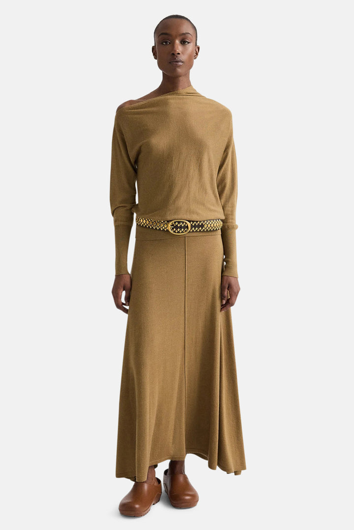 Handkerchief Hem Skirt w/ Wide Waistband in Ermine