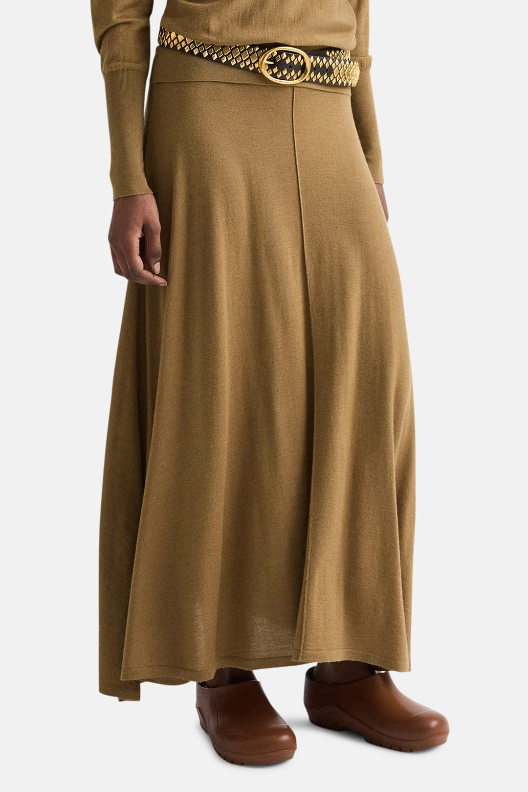 Handkerchief Hem Skirt w/ Wide Waistband in Ermine