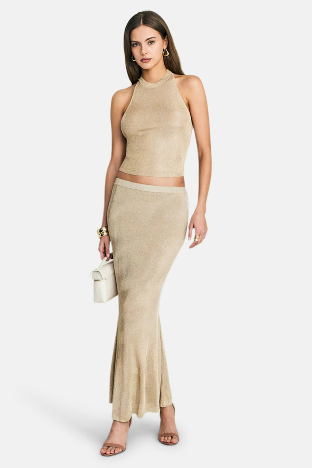 Harmony Metallic Knit Skirt
