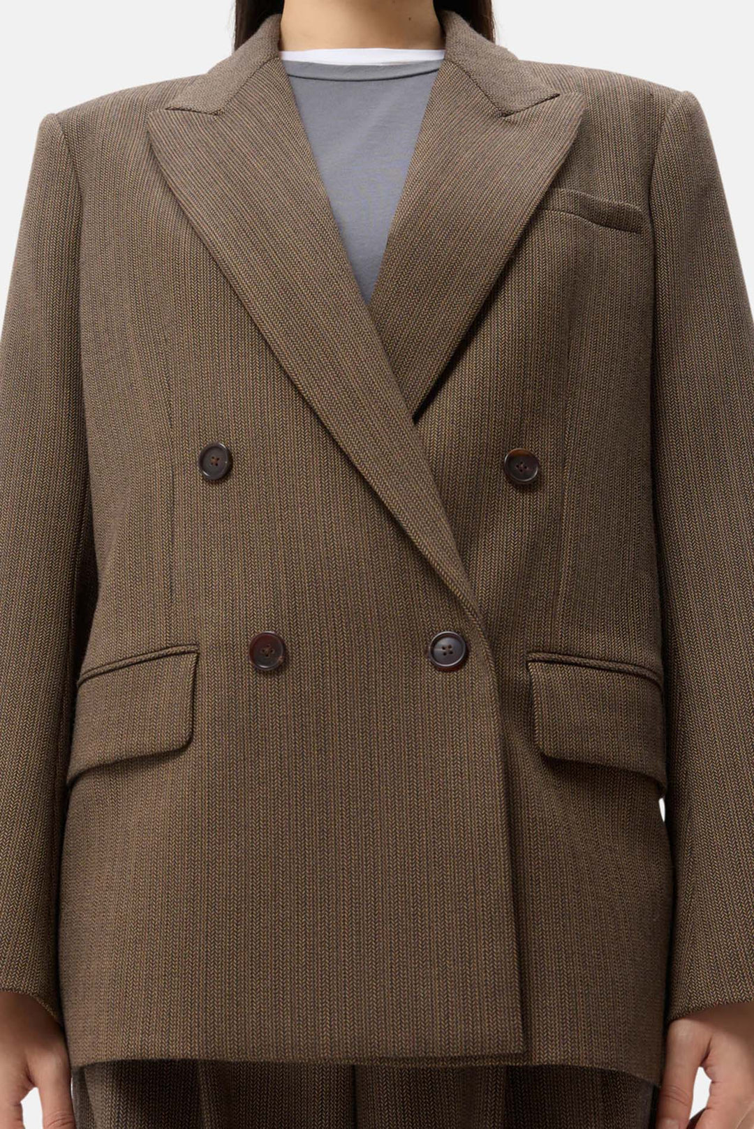 Harper Blazer in Wool Taupe
