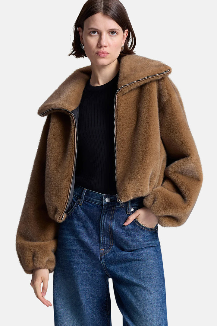 Hazel Faux Fur Jacket Camel