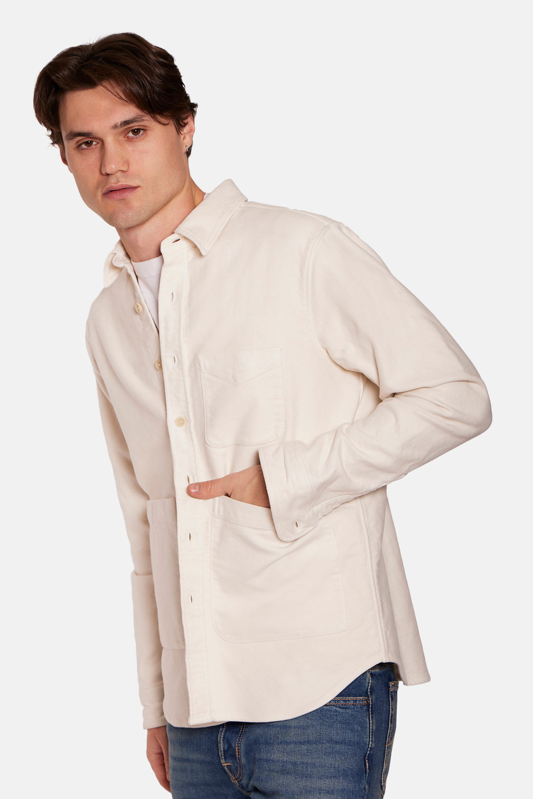 Heavy Twill Overshirt Ivory