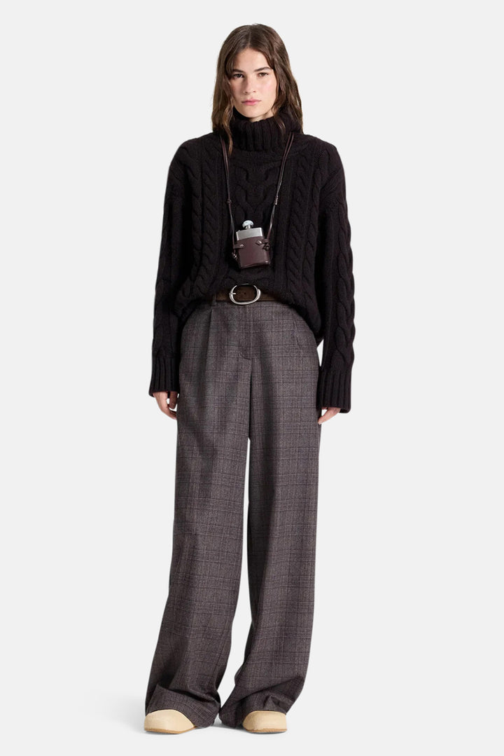 Hudson St Pant in Wool Chocolate Multi