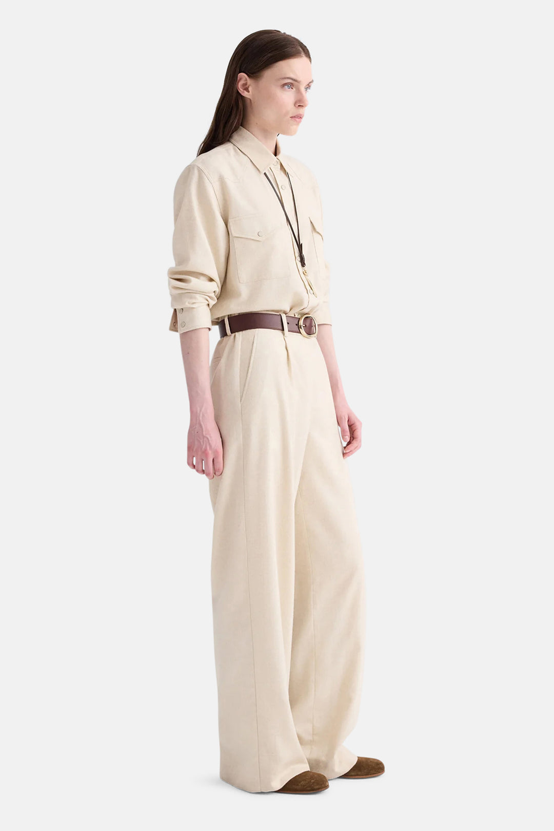 Hudson St Pant in Wool Silk Cashmere Oat