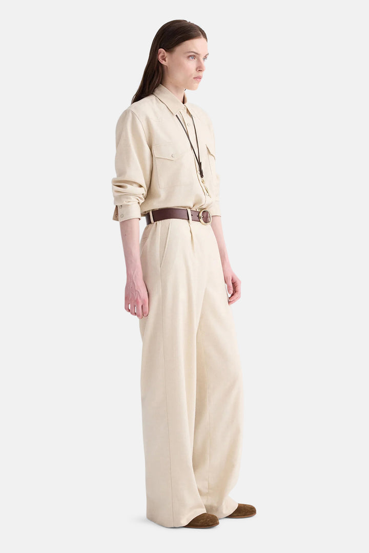 Hudson St Pant in Wool Silk Cashmere Oat