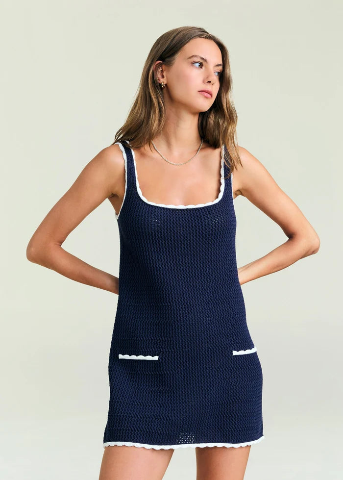 Brianna Dress Navy / Eggshell