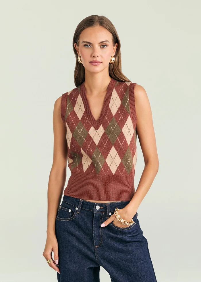 Coors Knit Vest Copper Clay Argyle
