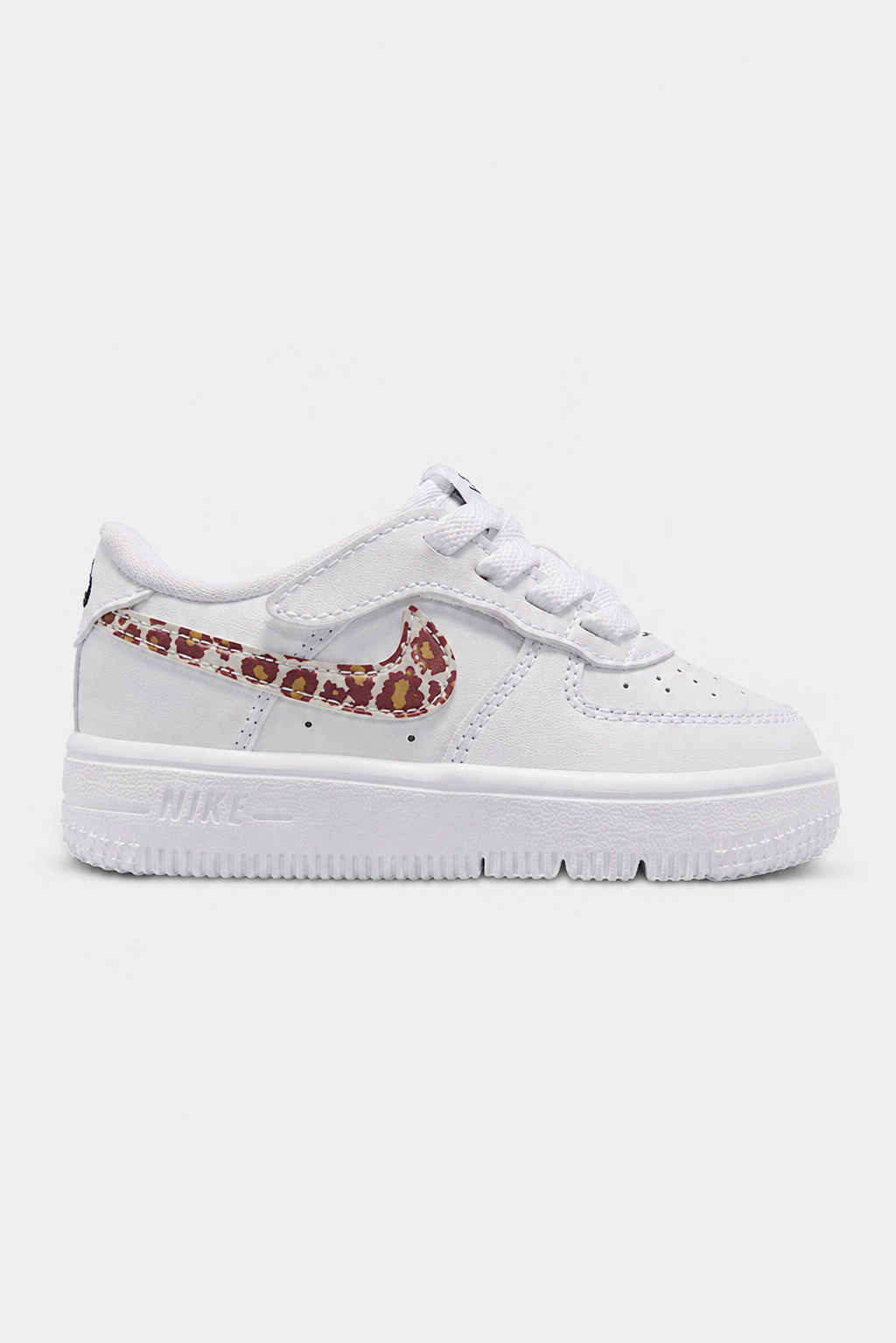 Kid's Force 1 Low EasyOn 'White/Cheetah Swish' (TD)
