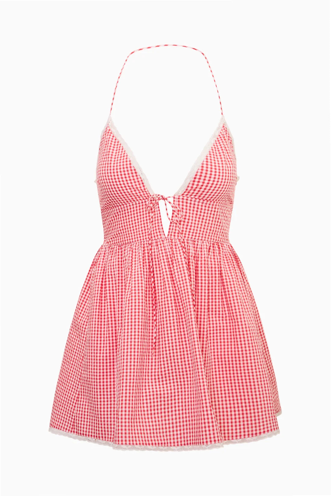 Khloe Cotton Gingham Mini Dress Berry Bramble