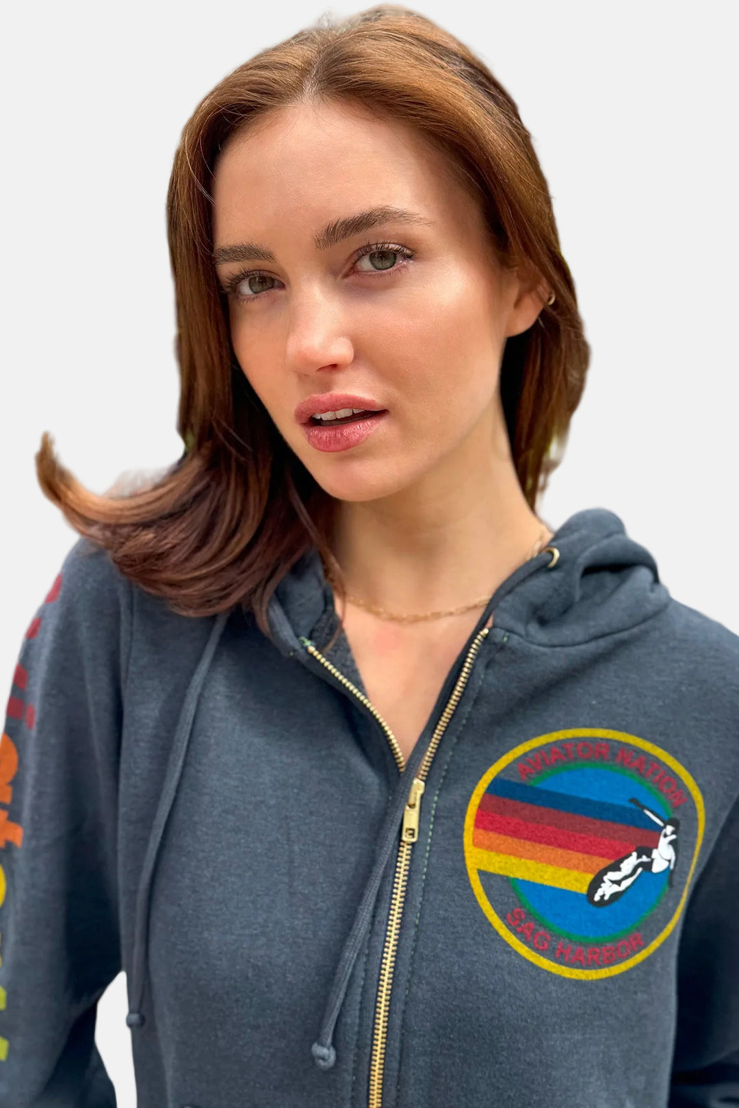 Sag Harbor Signature Zip Hoodie Charcoal