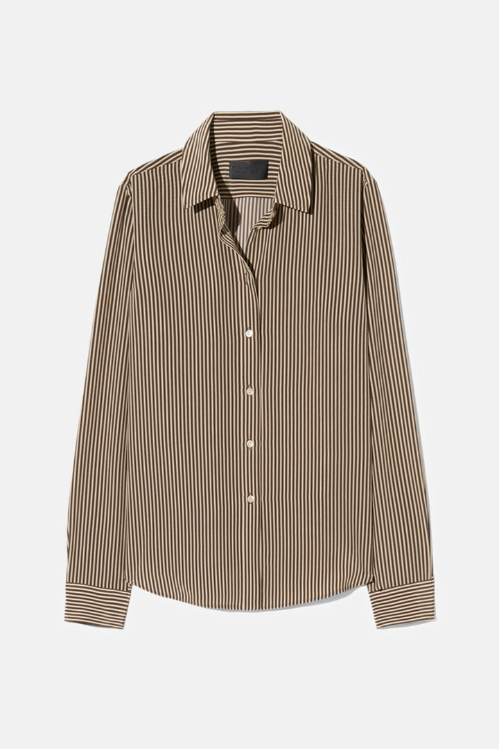 Gaia Silk Shirt Chocolate Stripes