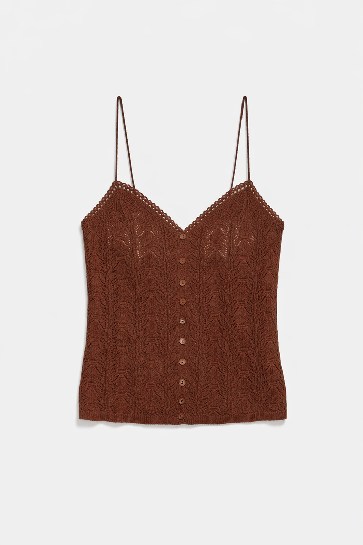 Aliza Crochet Cami Brown