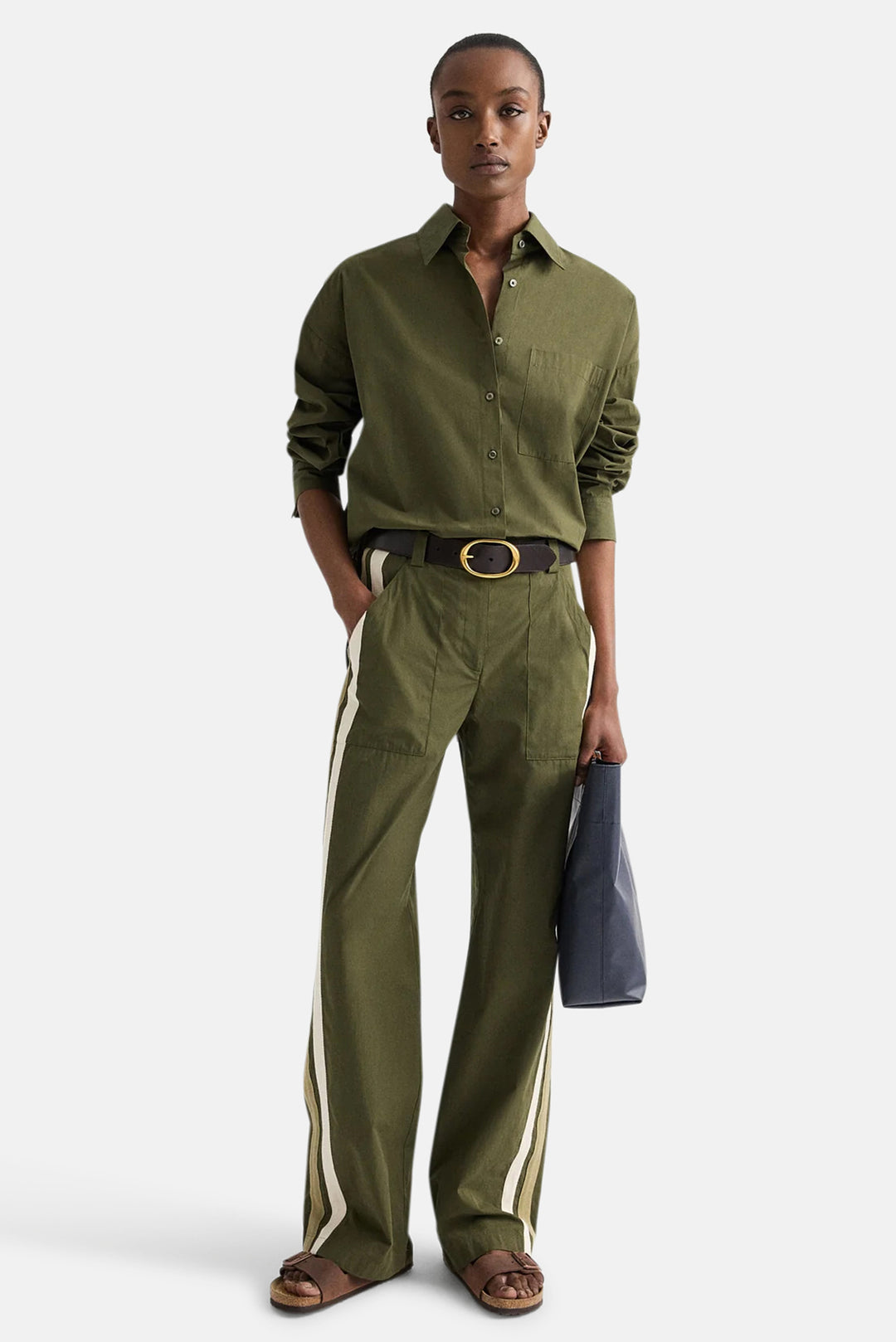 Isabelle Pant In Vintage Washed Poplin Military