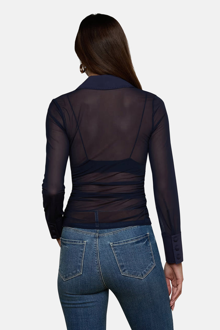 Isola L/S Mesh Button Up Midnight