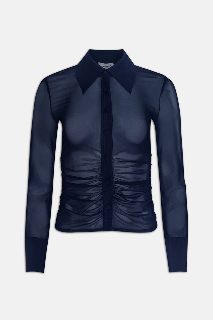 Isola L/S Mesh Button Up Midnight