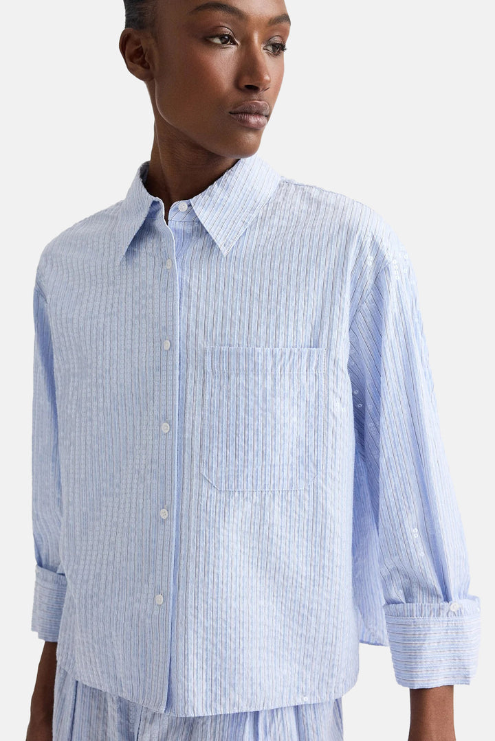 J.D. Shirt in Sequin Blue/Midnight